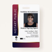 プロフェッショナルレッド&ブルー追加ロゴ公証人フォトID バッジ (正面)