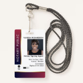 プロフェッショナルレッド&ブルー追加ロゴ公証人フォトID バッジ (正面ランヤード)