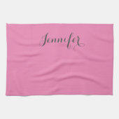 プロフェッショナルレトロヴィンテージピンクあなたの名前を追加 キッチンタオル (横)