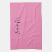 プロフェッショナルレトロヴィンテージピンクあなたの名前を追加 キッチンタオル (縦)