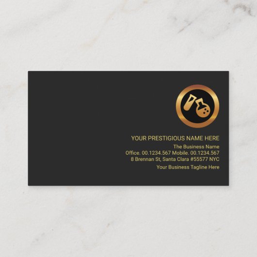 プロフェッショナルレトロ金ゴールドライングレーシェード化学者 名刺 (裏面)