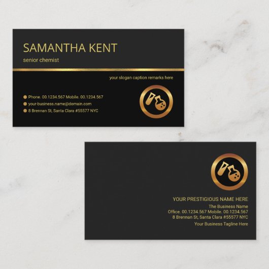 プロフェッショナルレトロ金ゴールドライングレーシェード化学者 名刺 (正面/裏面)