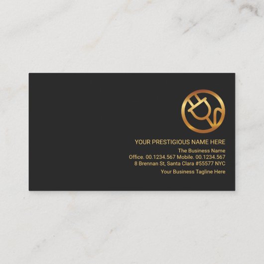 プロフェッショナルレトロ金ゴールド線グレーシェード電気 名刺 (裏面)