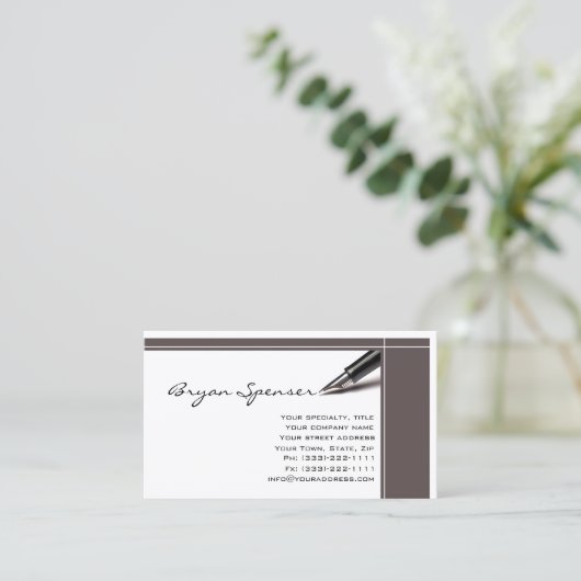 プロフェッショナルレリーフ、 浮き彫りライタシンプルーホワイトカード 名刺 (スタンド正面)