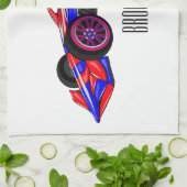 プロフェッショナルレーシングカー漫画イラストレーション キッチンタオル (折り畳み)