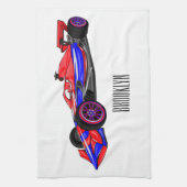 プロフェッショナルレーシングカー漫画イラストレーション キッチンタオル (縦)