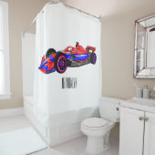 プロフェッショナルレーシングカー漫画イラストレーション シャワーカーテン (インサイチュ)