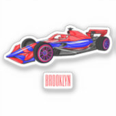 プロフェッショナルレーシングカー漫画イラストレーション シール (正面)
