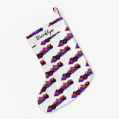 プロフェッショナルレーシングカー漫画イラストレーション スモールクリスマスストッキング (裏面 (吊り時))