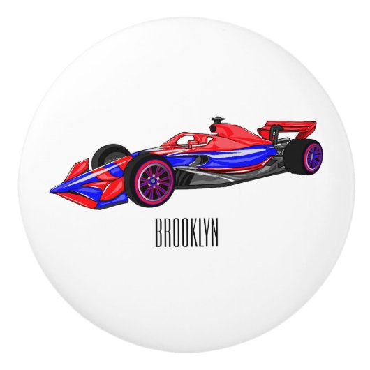 プロフェッショナルレーシングカー漫画イラストレーション セラミックノブ (正面)