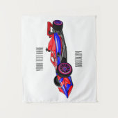 プロフェッショナルレーシングカー漫画イラストレーション タペストリー (正面)