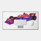 プロフェッショナルレーシングカー漫画イラストレーション デスクマット (キーボード&マウス)