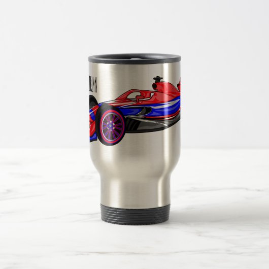 プロフェッショナルレーシングカー漫画イラストレーション トラベルマグ (中央)