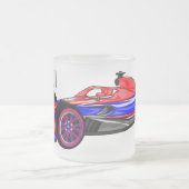 プロフェッショナルレーシングカー漫画イラストレーション フロストグラスマグカップ (中央)