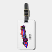 プロフェッショナルレーシングカー漫画イラストレーション ラゲッジタグ (正面縦)