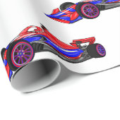 プロフェッショナルレーシングカー漫画イラストレーション ラッピングペーパー (ロールコーナー)