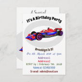 プロフェッショナルレーシングカー漫画イラストレーション 招待状 (正面/裏面)