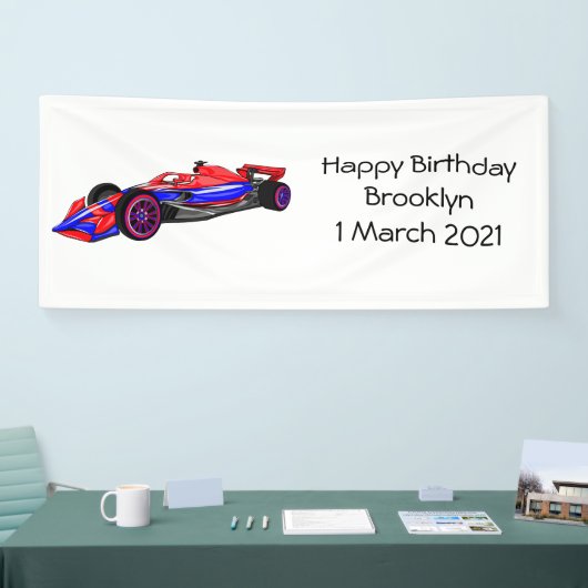 プロフェッショナルレーシングカー漫画イラストレーション 横断幕 (トレードショー)
