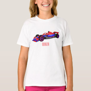 プロフェッショナルレーシングカー漫画イラストレーション Tシャツ