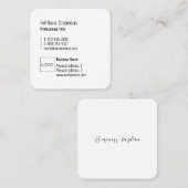 プロフェッショナルロエレガントゴモダンシンプルシックホワイト スクエア名刺 (正面/裏面)