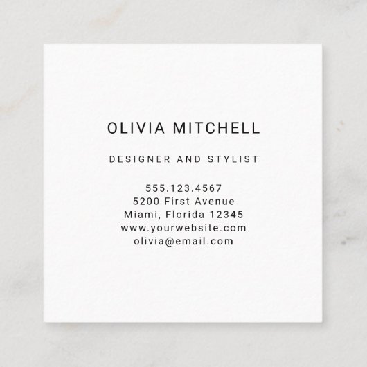 プロフェッショナルロカスタムゴ|シンプルとミニマリスト スクエア名刺 (裏面)