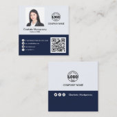 プロフェッショナルロゴの追加QRコードフォトカスタム スクエア名刺 (正面/裏面)