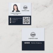 プロフェッショナルロゴの追加QRコード写真カスタムSq スクエア名刺 (正面/裏面)