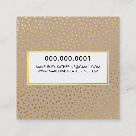 プロフェッショナルロゴエンブレムモダンクラフトフェイク金ゴールド スクエア名刺 (裏面)