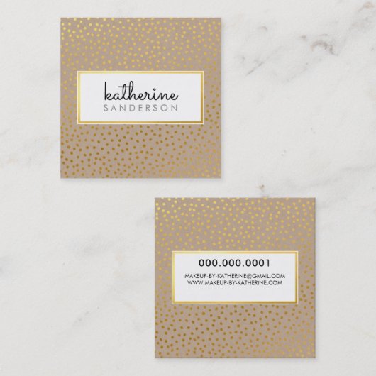 プロフェッショナルロゴエンブレムモダンクラフトフェイク金ゴールド スクエア名刺 (正面/裏面)