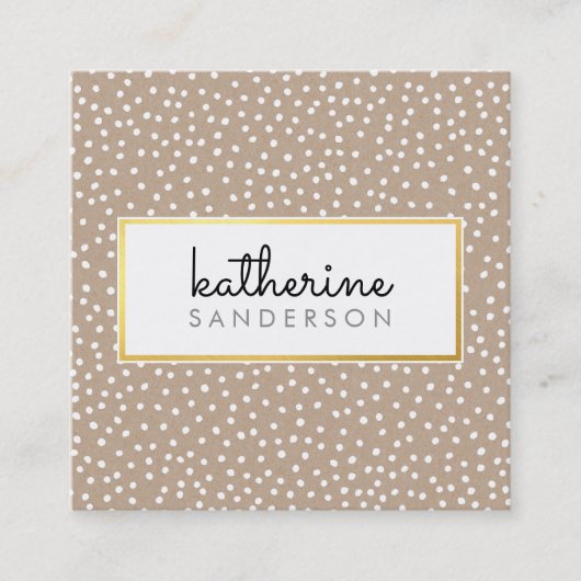 プロフェッショナルロゴエンブレムモダンクラフト金ゴールド白 スクエア名刺 (正面)