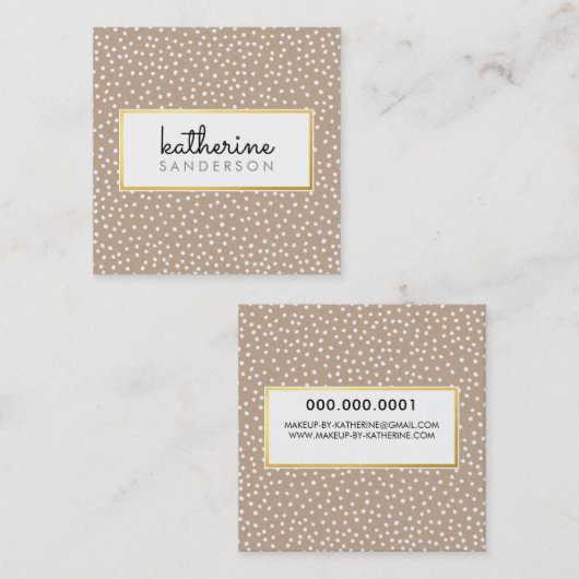 プロフェッショナルロゴエンブレムモダンクラフト金ゴールド白 スクエア名刺 (正面/裏面)