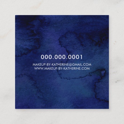 プロフェッショナルロゴエンブレムモダンネイビー水彩色 スクエア名刺 (裏面)