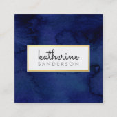 プロフェッショナルロゴエンブレムモダンネイビー水彩色 スクエア名刺 (正面)