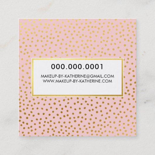 プロフェッショナルロゴエンブレムモダンピンクフェイク金ゴールド スクエア名刺 (裏面)