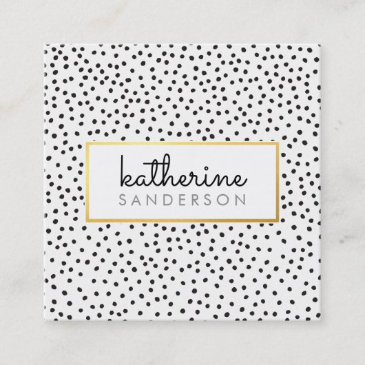 プロフェッショナルロゴエンブレムモダンブラックフェイク金ゴールド スクエア名刺 (正面)