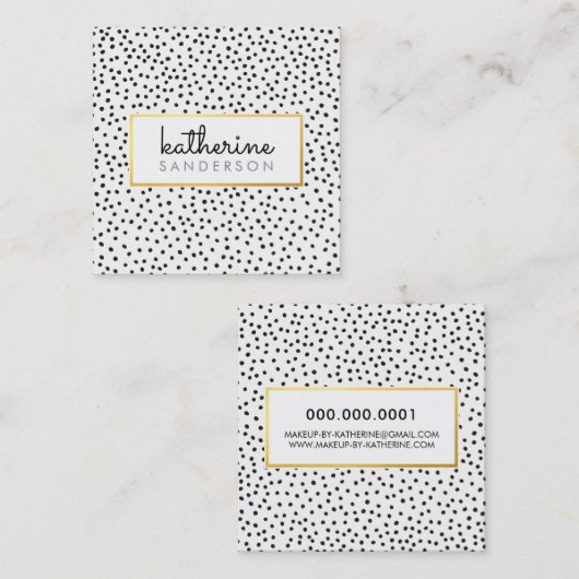 プロフェッショナルロゴエンブレムモダンブラックフェイク金ゴールド スクエア名刺 (正面/裏面)