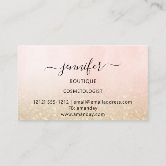 プロフェッショナルロゴメイクアップアーティストバラグリッター 名刺 (裏面)