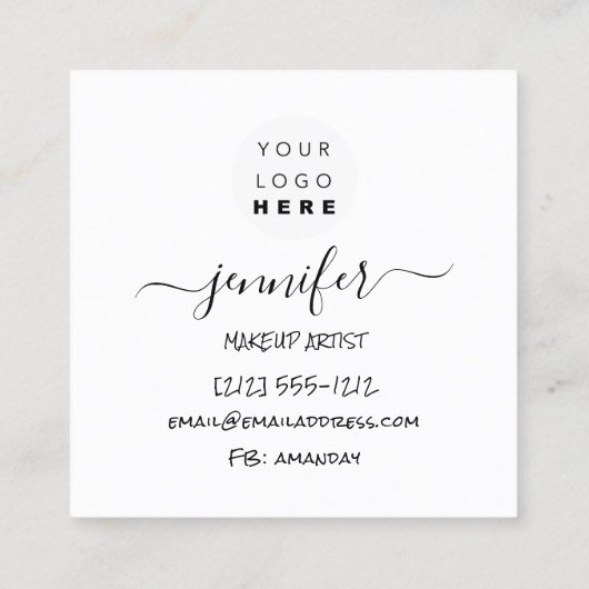 プロフェッショナルロゴメイクアップアーティストバラパウダーシャドウ スクエア名刺 (裏面)