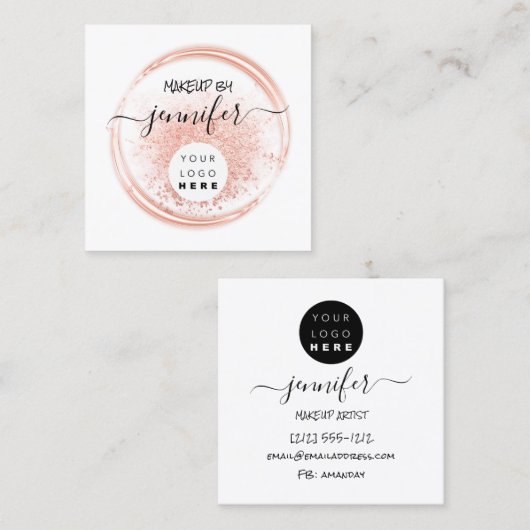 プロフェッショナルロゴメイクアップアーティストバラミニマル赤面 スクエア名刺 (正面/裏面)