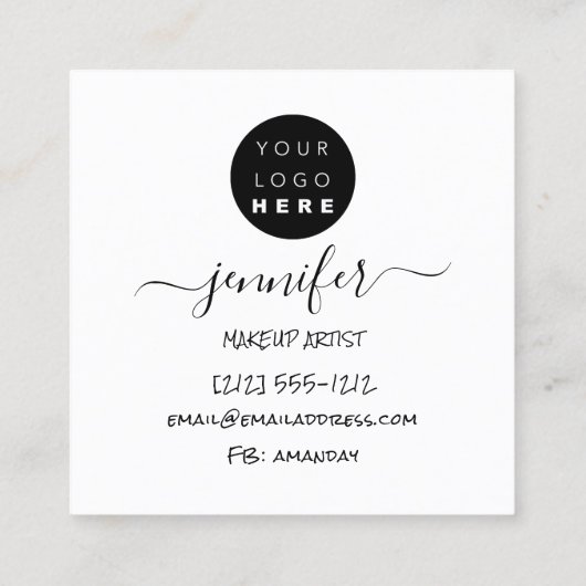 プロフェッショナルロゴメイクアップアーティストバラミニマル赤面 スクエア名刺 (裏面)