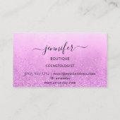 プロフェッショナルロゴメイクアップアーティストピンクグリッター 名刺 (裏面)