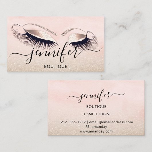 プロフェッショナルロゴメイクアップアーティストファッショングリッター 名刺 (正面/裏面)