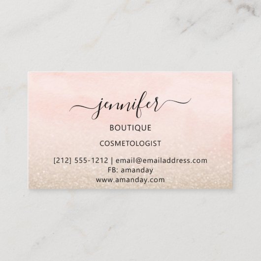 プロフェッショナルロゴメイクアップアーティストファッショングリッター 名刺 (裏面)