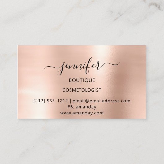 プロフェッショナルロゴメイクアップブティックバラ赤面 名刺 (裏面)