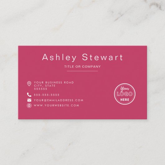 プロフェッショナルロゴモダンミニマリストホットピンク 名刺 (正面)