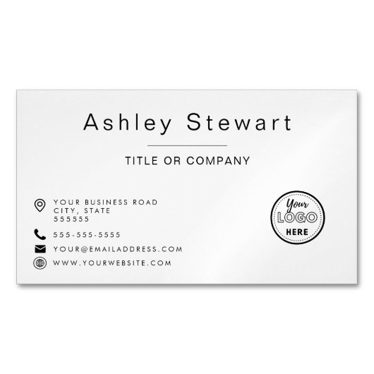 プロフェッショナルロゴモダンミニマル白シンプル マグネット名刺 (正面)