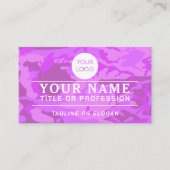 プロフェッショナルロゴ名QRコードパステルパープル迷彩柄 コーリングカード (正面)