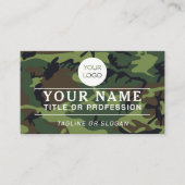 プロフェッショナルロゴ名QRコード軍隊緑迷彩柄 コーリングカード (正面)