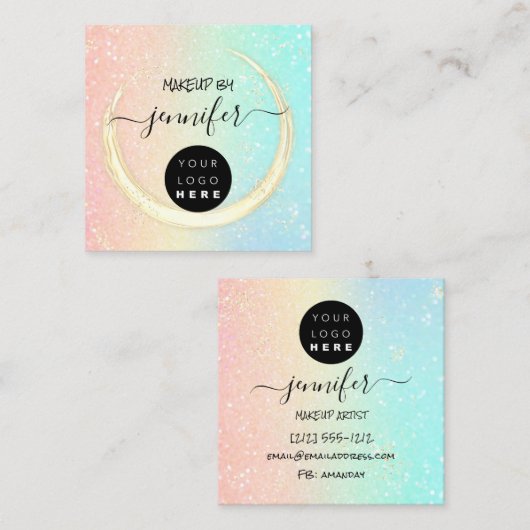 プロフェッショナルロゴ爪、 ネイル美しいヘアグラデーショングリッター スクエア名刺 (正面/裏面)