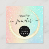 プロフェッショナルロゴ爪、 ネイル美しいヘアグラデーショングリッター スクエア名刺 (正面)
